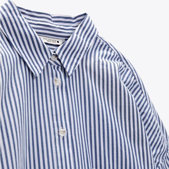 Zara Longline Striped Cotton Shirt New - Picture 5 of 12